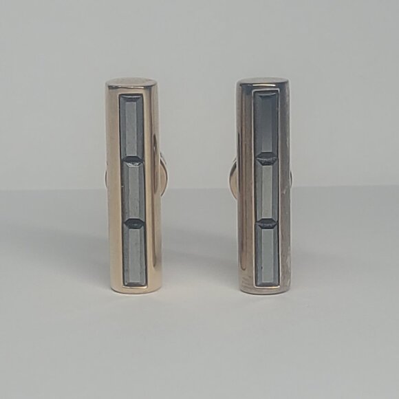 Michael Kors Gold Barrel Earrings with Black Stones - Picture 10 of 11